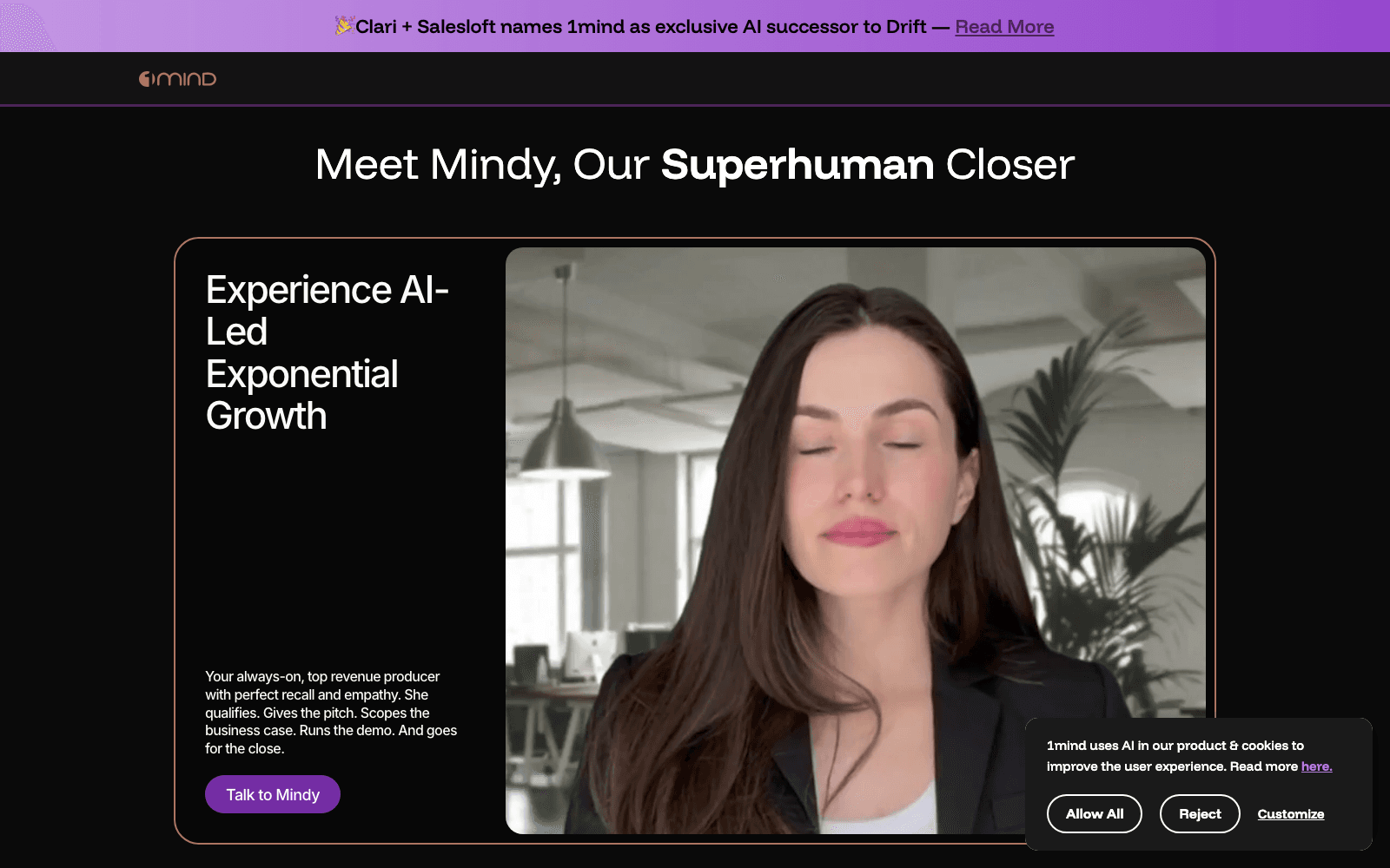1mind AI sales agent for high-volume inbound