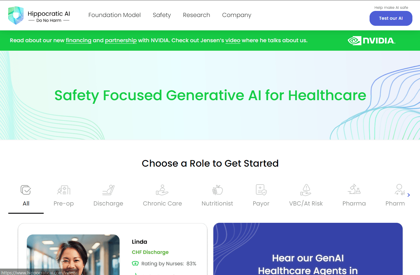 Hippocratic AI patient-facing healthcare platform