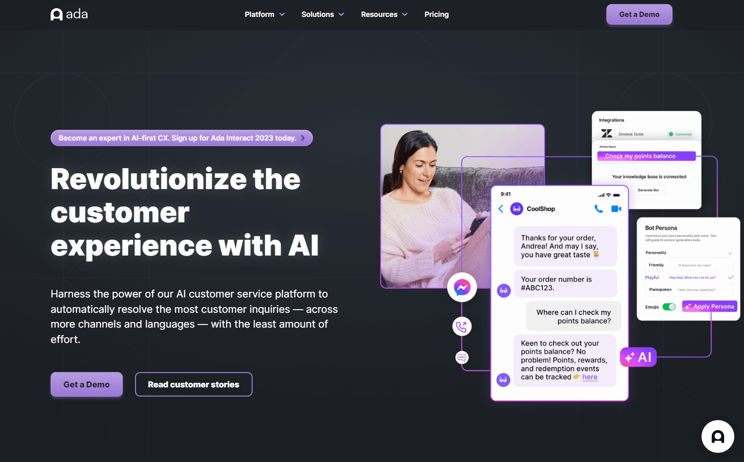Ada AI customer service automation