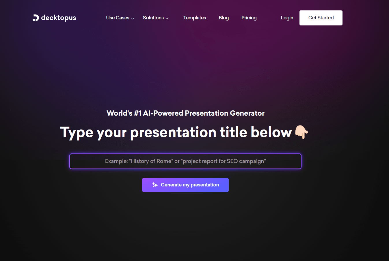 Decktopus AI presentation interface