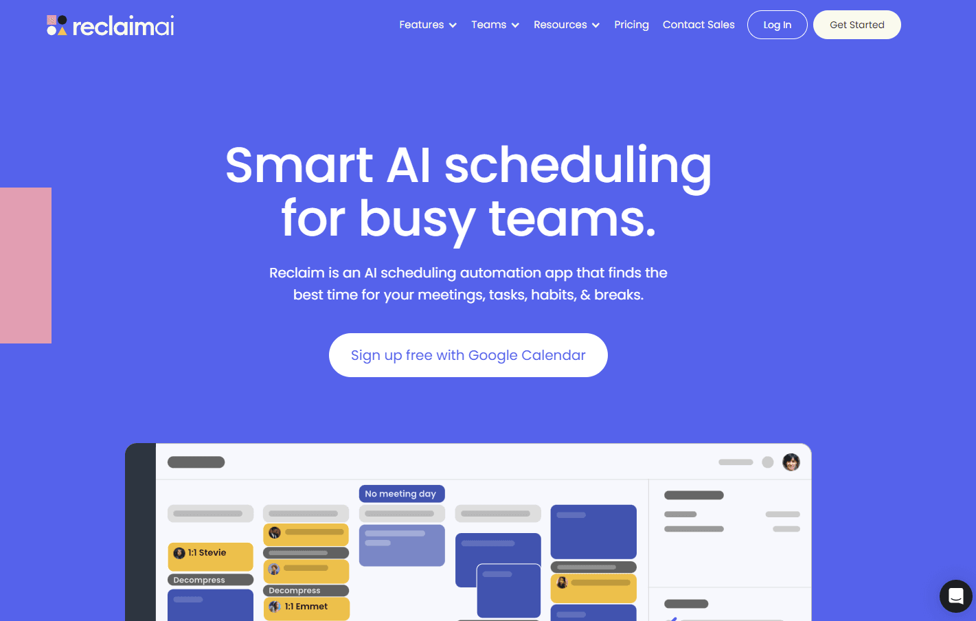 Reclaim interface showcasing smart scheduling