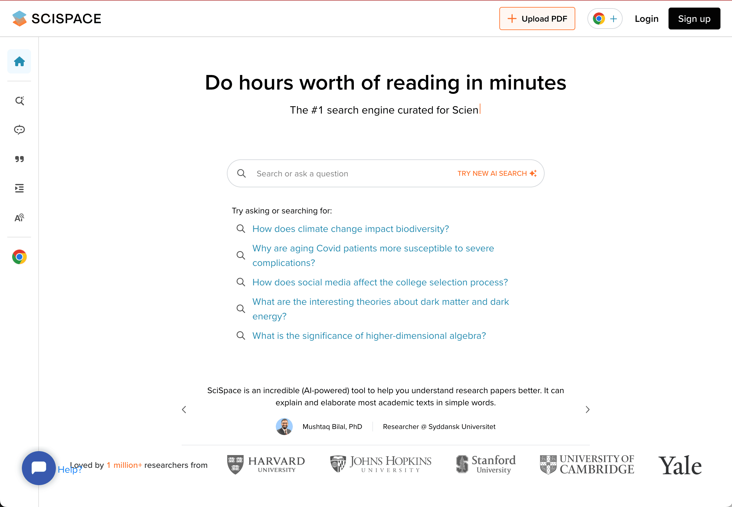SciSpace research paper assistant