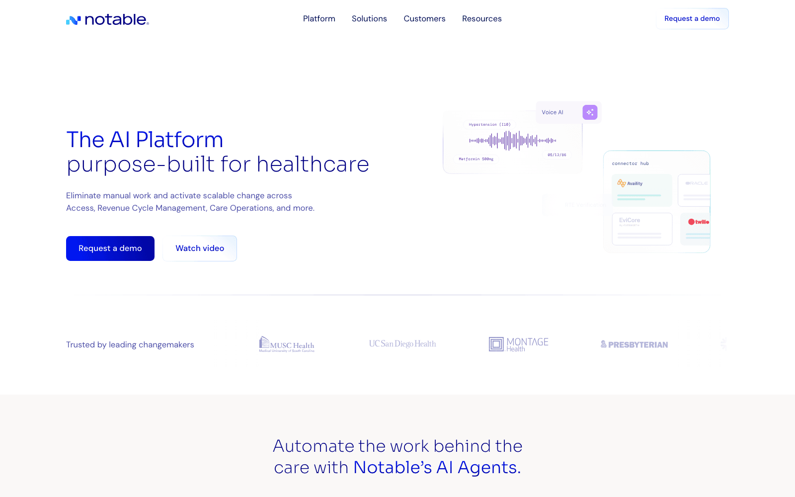 Notable healthcare operations AI agents