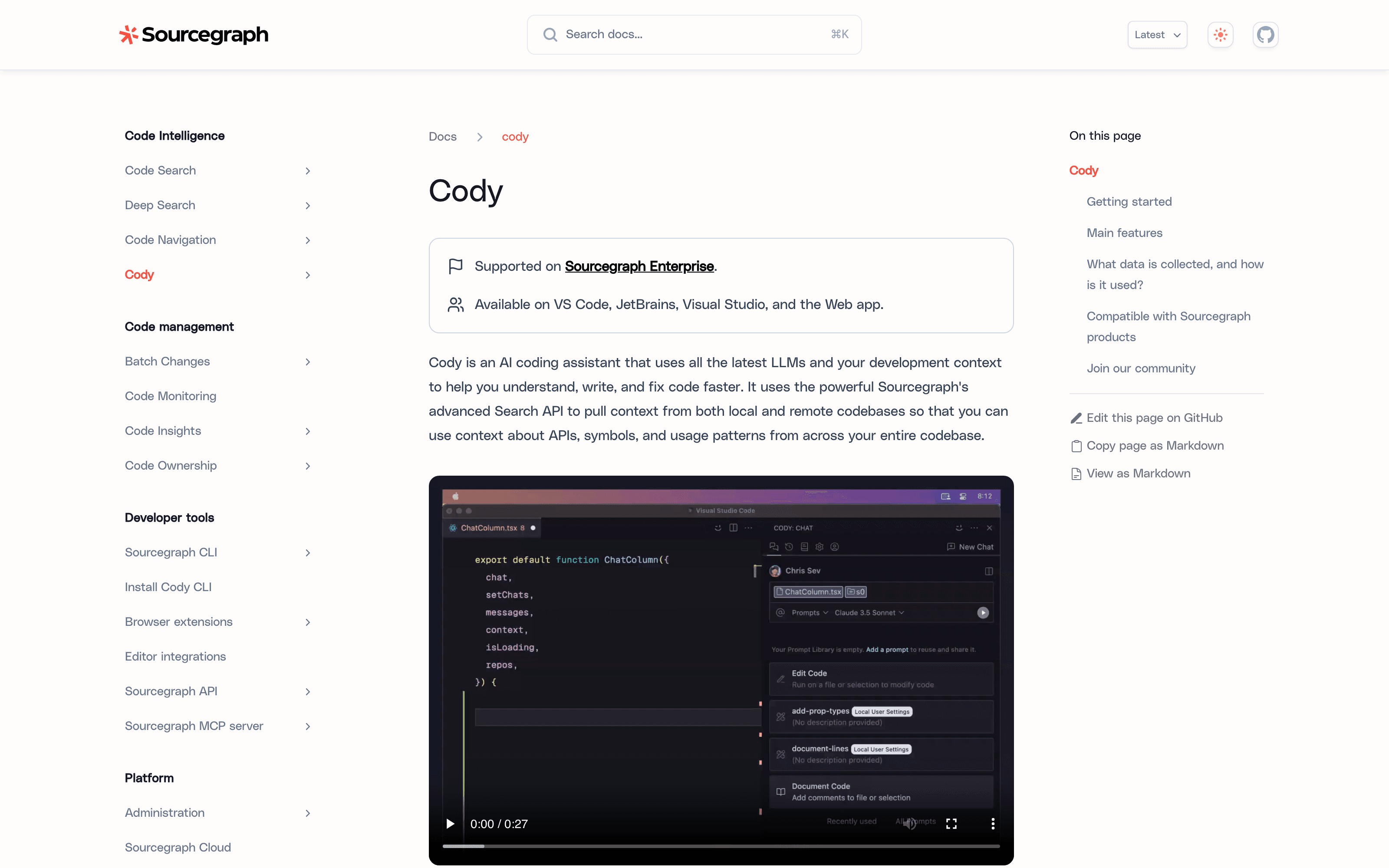 Sourcegraph Cody AI coding assistant