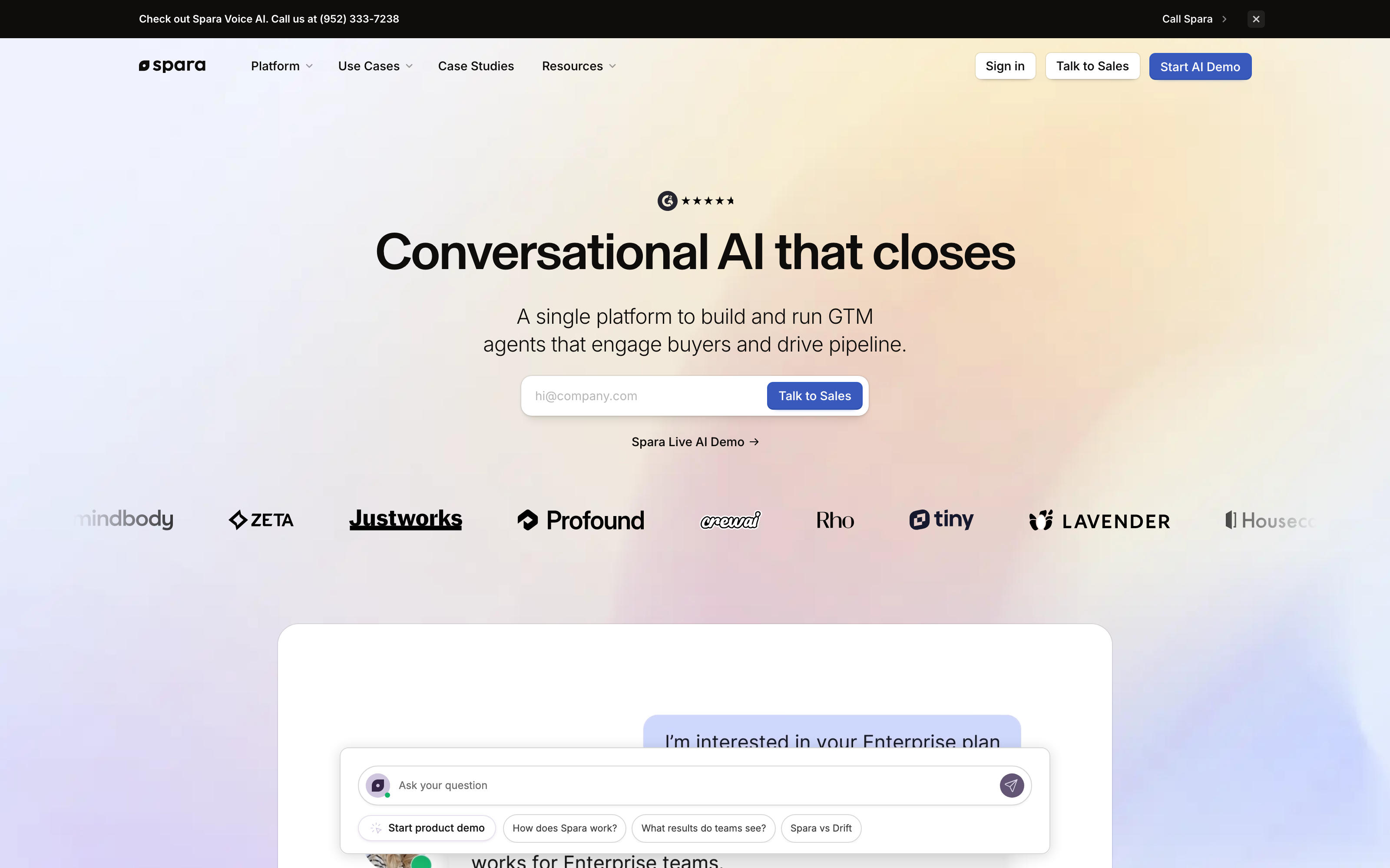 Spara inbound AI SDR for SaaS demo funnels